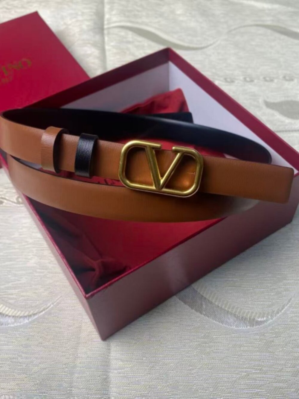 Valentino Reversible Brown/Black Belt with Gold Buckle size 85cm